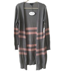 NWT! C'est Toi Striped Sweater Long Cardigan Gray Pink, Medium Coat